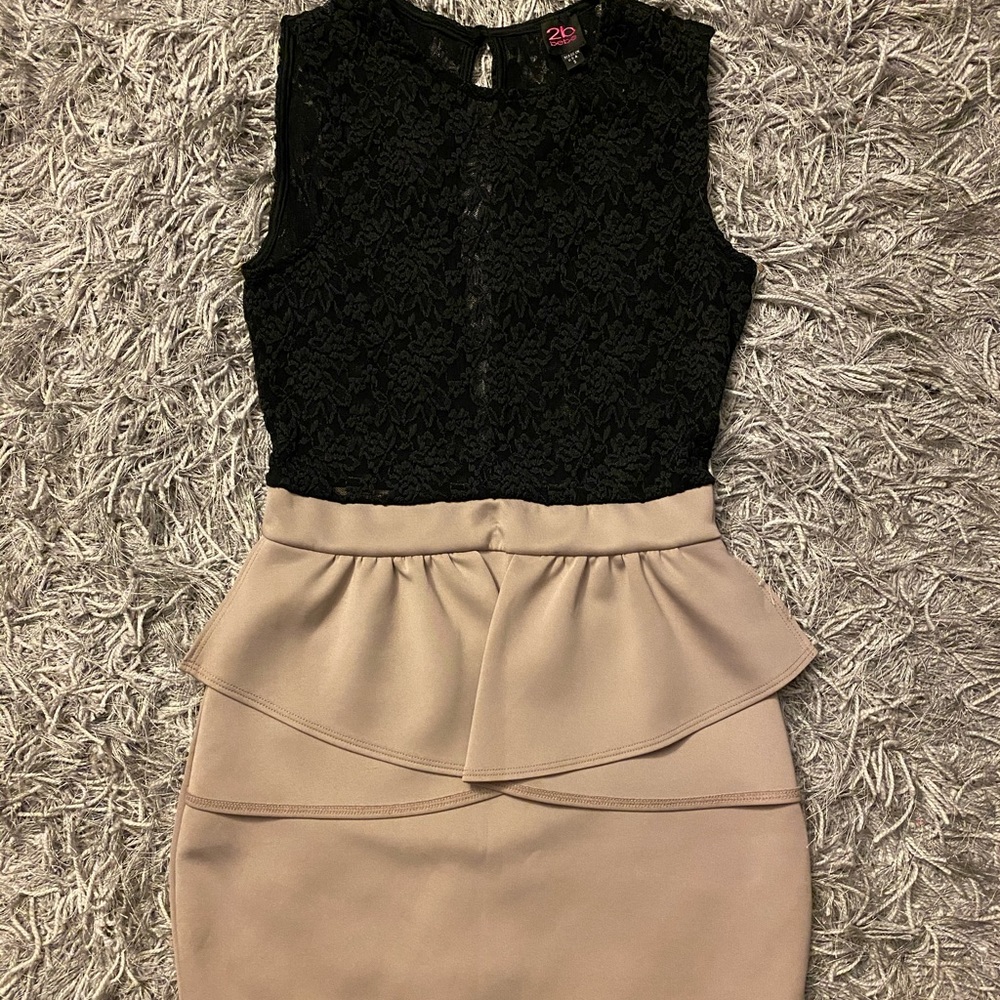 Black and Tan peplum dress